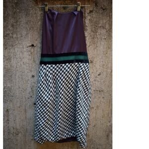 BCBGMAXAZRIA Strapless Silk Bodice Houndstooth Bubble Skirt Dress – Size M